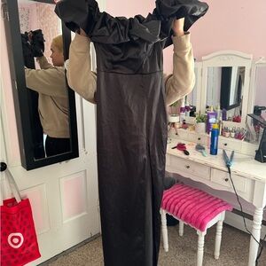 Elegant Black Ruffled Gown